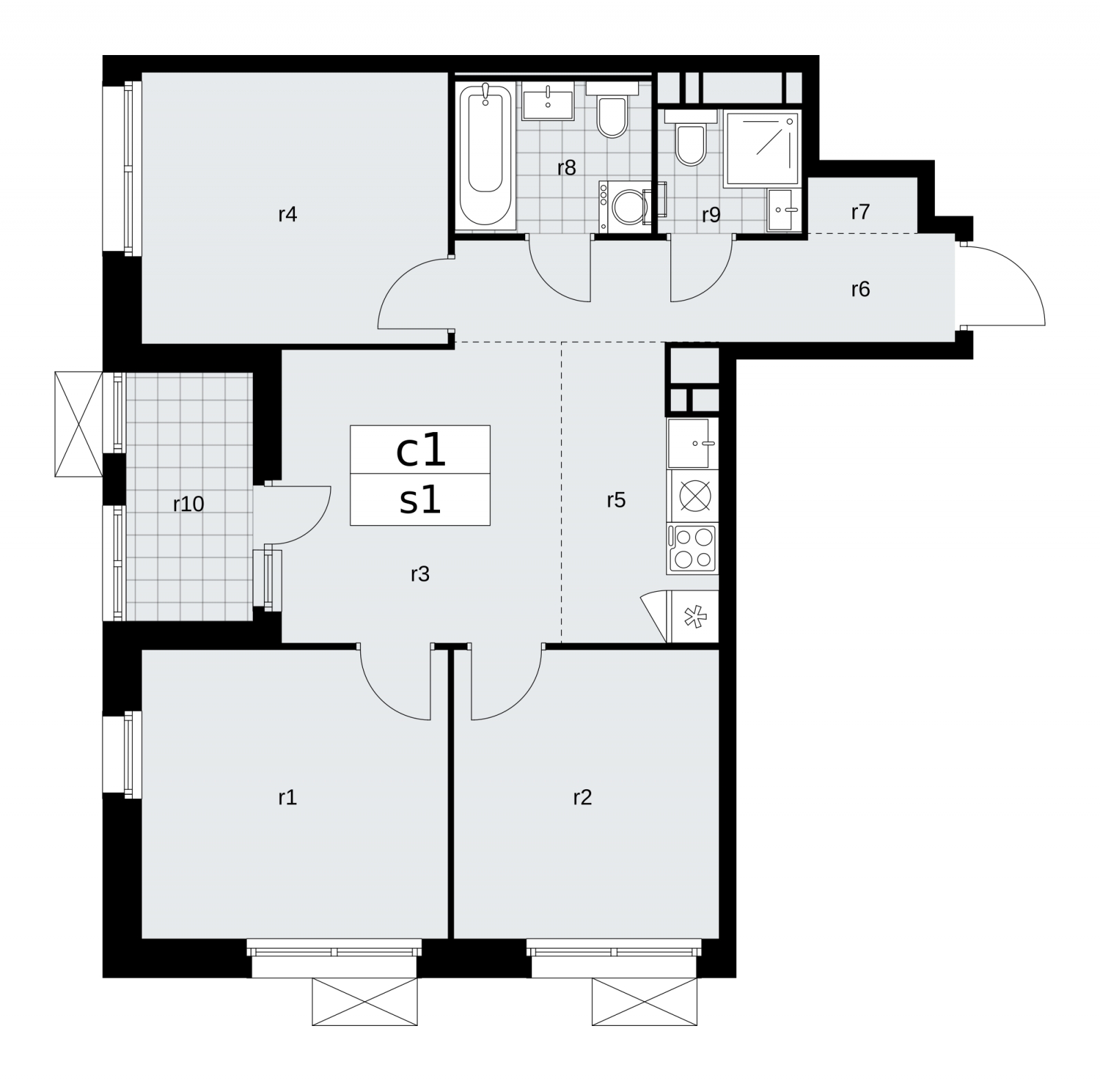 3-комнатная квартира в ЖК Скандинавия на 12 этаже в 2 секции. Сдача в 2 кв. 2026 г.