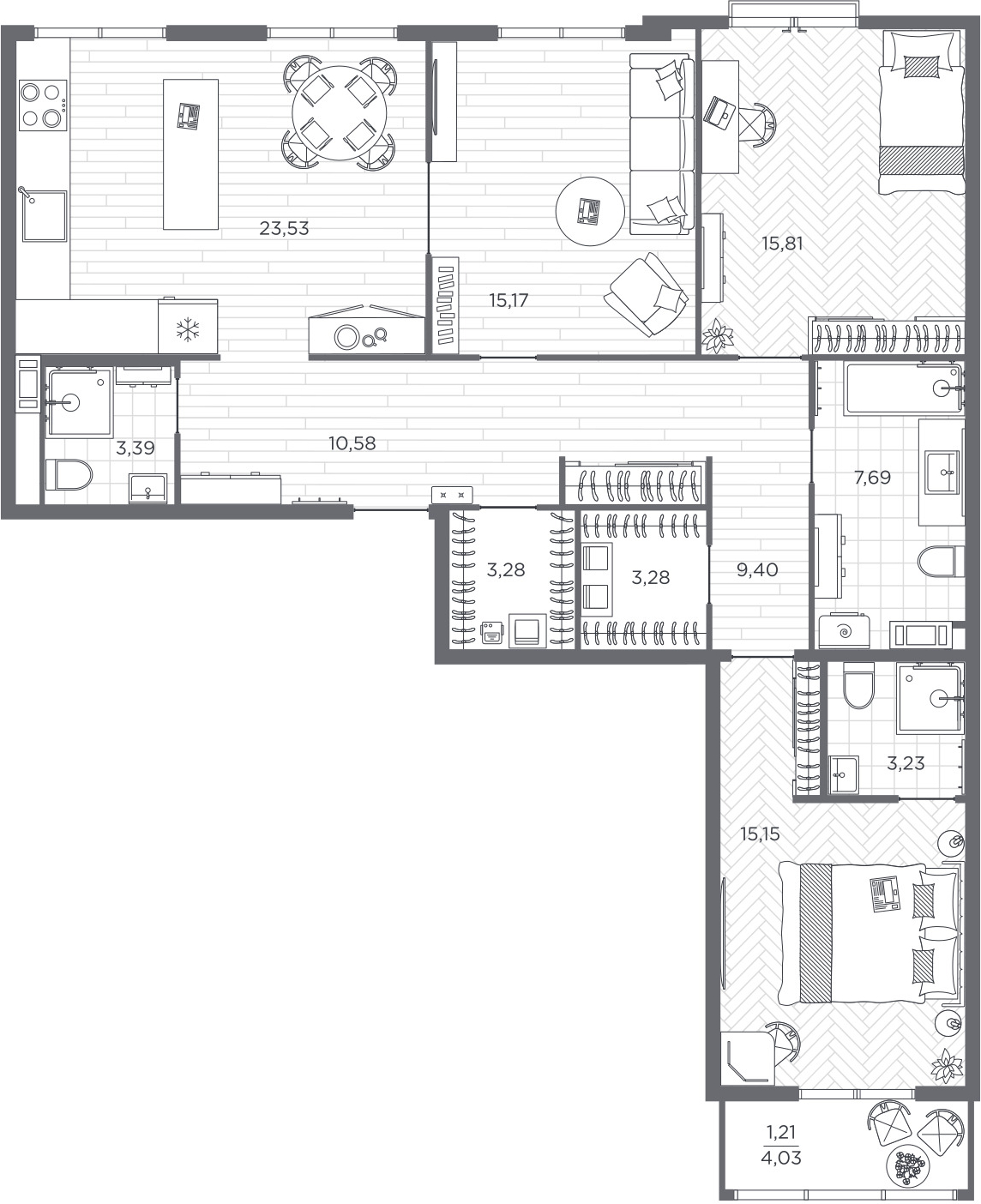 1-комнатная квартира в ЖК Беринг на 18 этаже в 2 секции. Сдача в 4 кв. 2025 г.