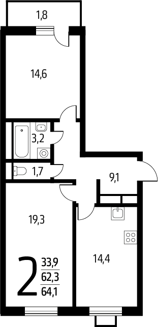 3-комнатная квартира с отделкой в ЖК Деснаречье на 8 этаже в 4 секции. Сдача в 2 кв. 2026 г.