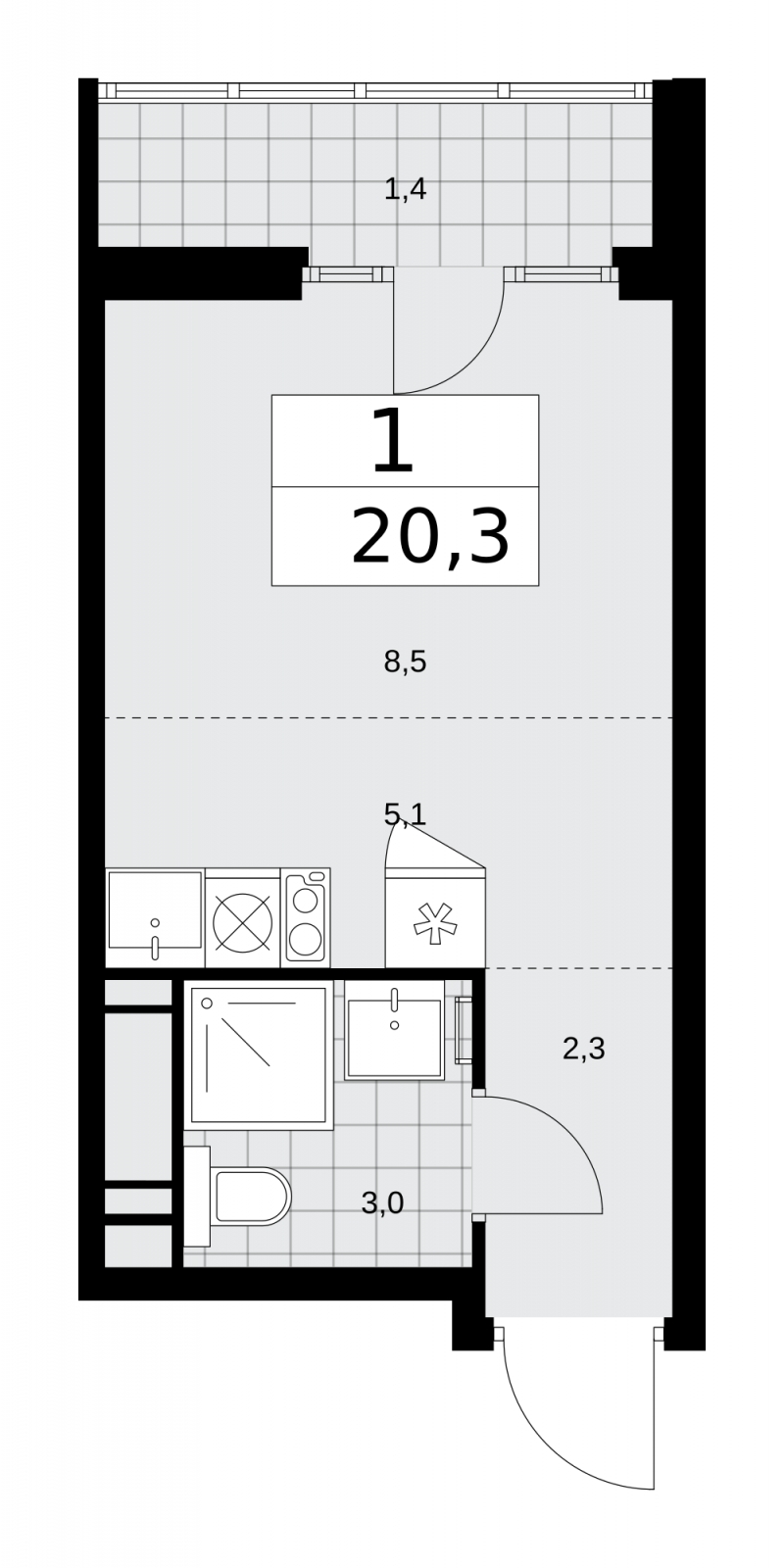 3-комнатная квартира с отделкой в ЖК AVrorA на 8 этаже в 6 секции. Сдача в 3 кв. 2022 г.