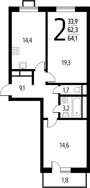 4-комнатная квартира с отделкой в ЖК Деснаречье на 3 этаже в 1 секции. Сдача в 2 кв. 2026 г.