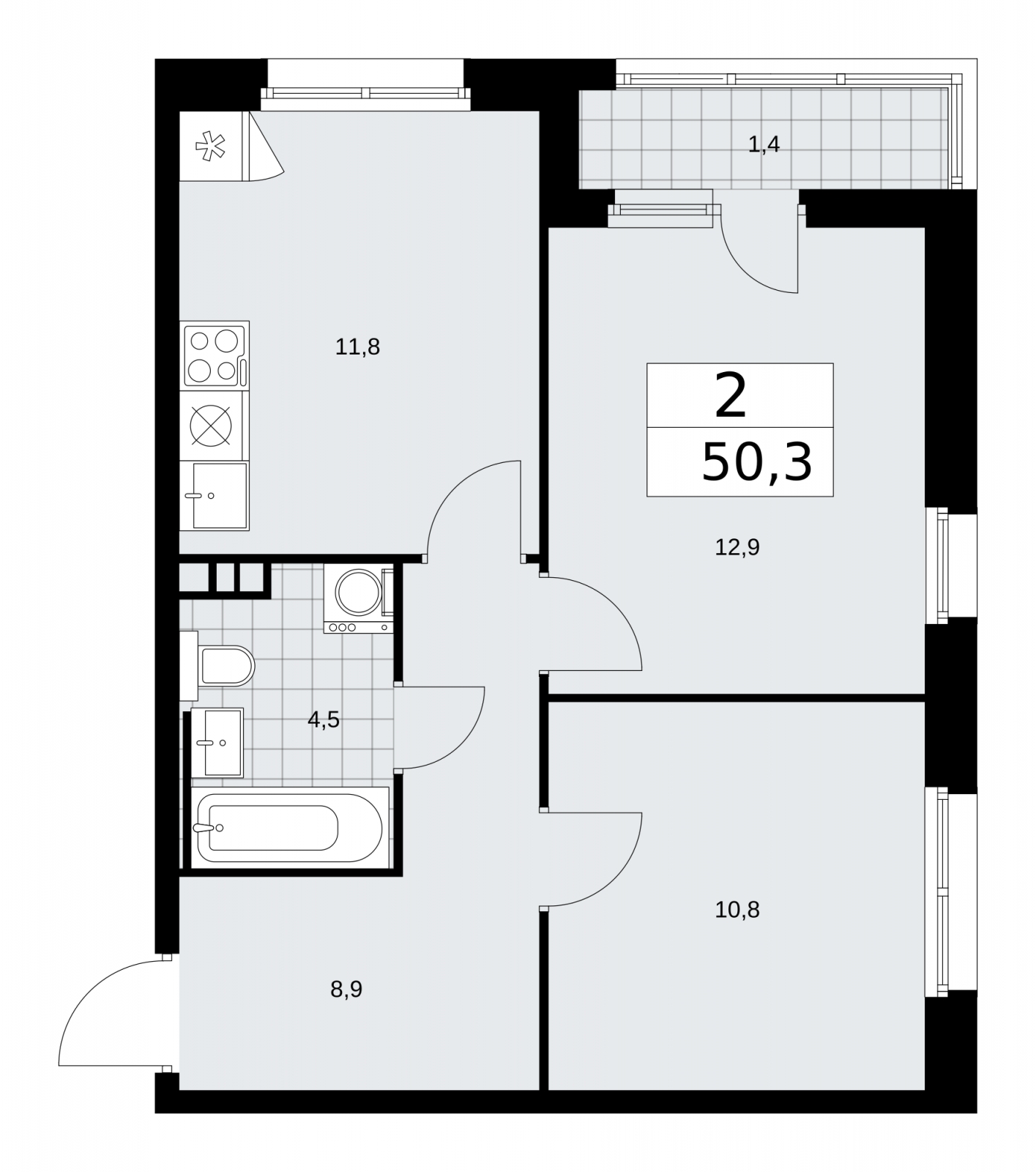 2-комнатная квартира с отделкой в ЖК Скандинавия на 4 этаже в 1 секции. Сдача в 2 кв. 2026 г.