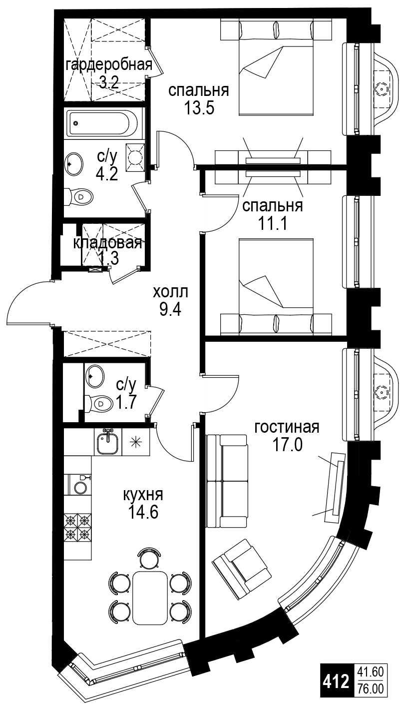 2-комнатная квартира с отделкой в ЖК Level Мичуринский на 21 этаже в 1 секции. Сдача в 4 кв. 2024 г.