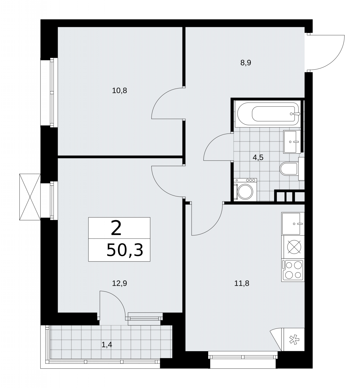 1-комнатная квартира (Студия) в ЖК Скандинавия на 3 этаже в 3 секции. Сдача в 2 кв. 2026 г.