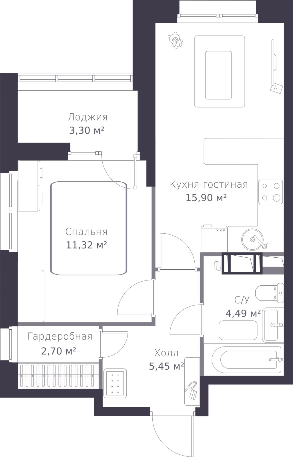 2-комнатная квартира с отделкой в ЖК Зарека на 4 этаже в 6 секции. Сдача в 3 кв. 2026 г.
