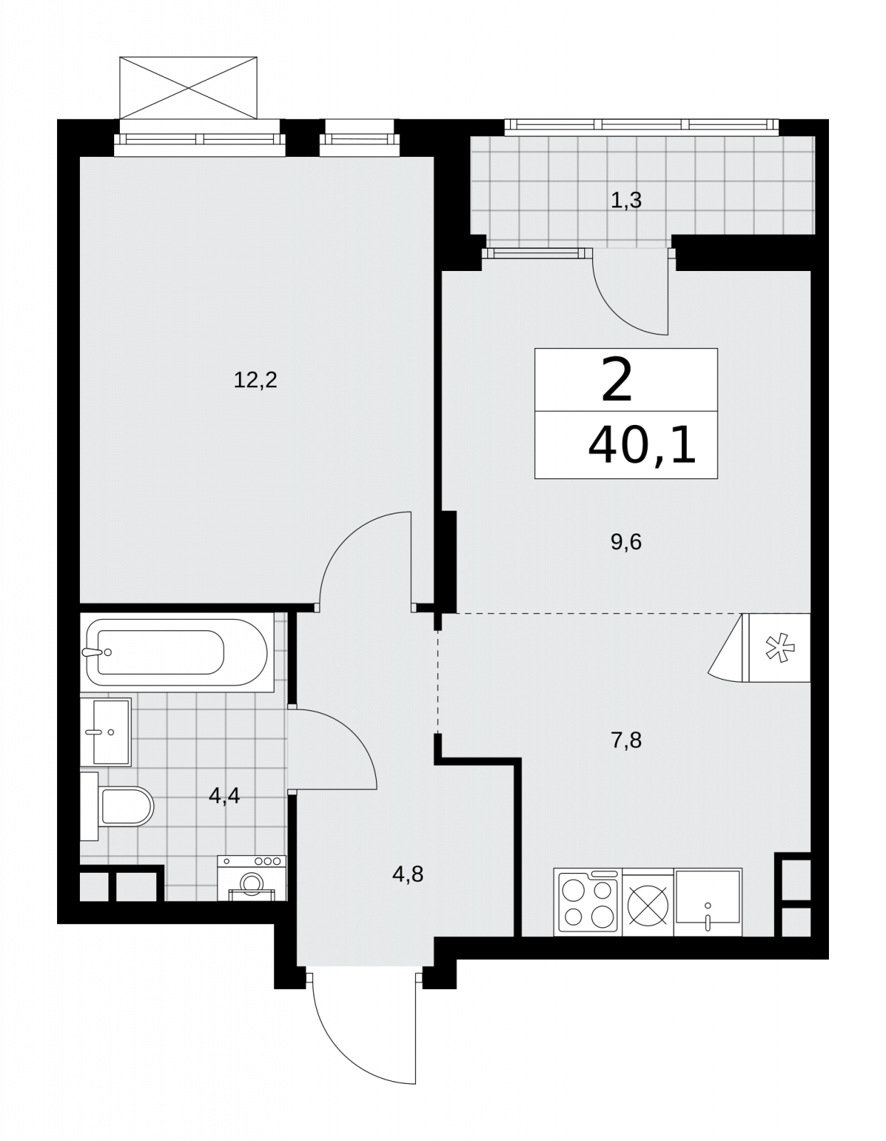 4-комнатная квартира с отделкой в ЖК Деснаречье на 2 этаже в 4 секции. Сдача в 2 кв. 2026 г.