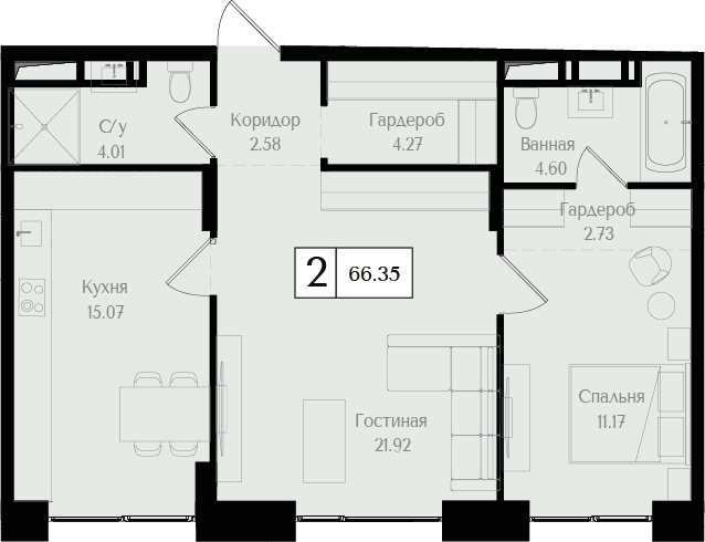 2-комнатная квартира с отделкой в ЖК Астон.Отрадный на 26 этаже в 1 секции. Сдача в 4 кв. 2024 г.
