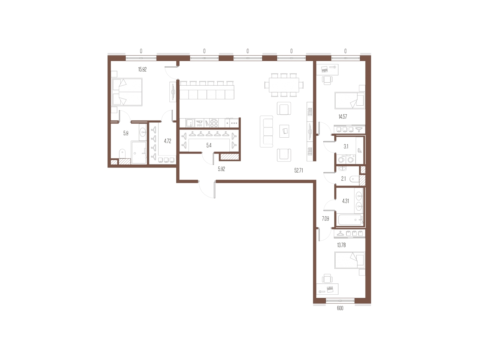 2-комнатная квартира в ЖК Беринг на 6 этаже в 5 секции. Сдача в 4 кв. 2025 г.