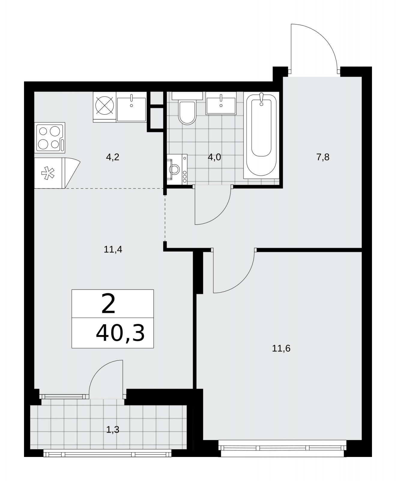 1-комнатная квартира в ЖК Преображенская площадь на 17 этаже в 1 секции. Сдача в 3 кв. 2024 г.