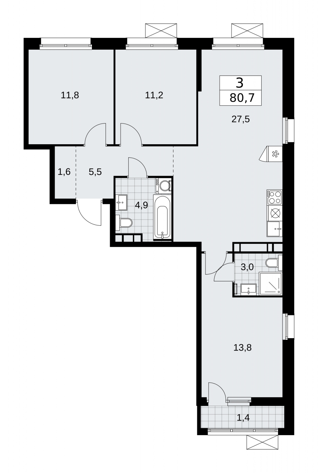 1-комнатная квартира (Студия) в ЖК Скандинавия на 5 этаже в 3 секции. Сдача в 2 кв. 2026 г.