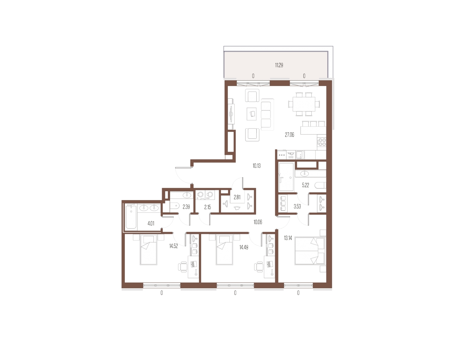1-комнатная квартира (Студия) с отделкой в ЖК Деснаречье на 16 этаже в 1 секции. Сдача в 2 кв. 2026 г.