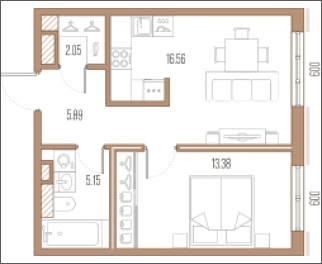 1-комнатная квартира (Студия) с отделкой в ЖК Летний на 3 этаже в 1 секции. Сдача в 1 кв. 2025 г.