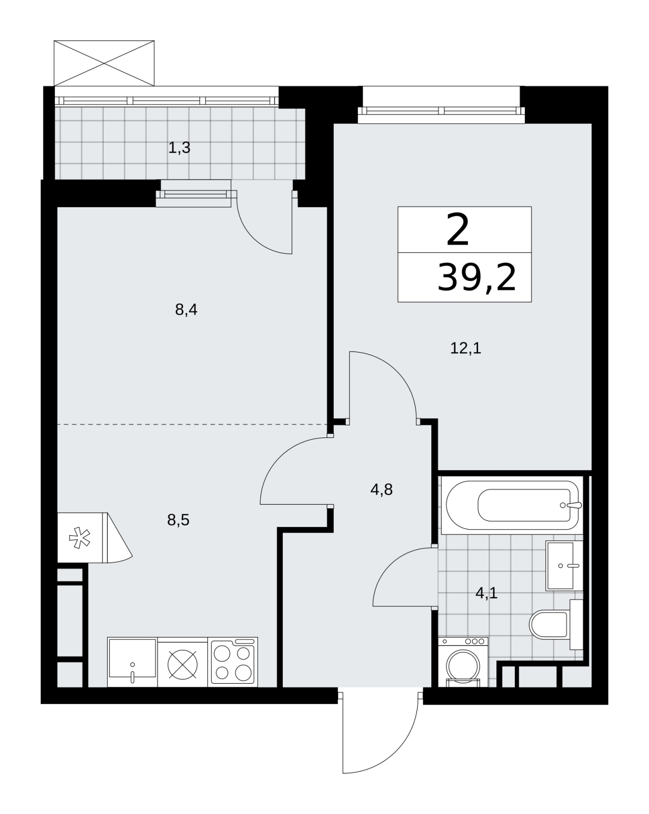 1-комнатная квартира (Студия) в ЖК Скандинавия на 6 этаже в 3 секции. Сдача в 2 кв. 2026 г.