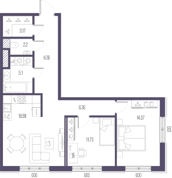 3-комнатная квартира с отделкой в ЖК Сампсониевский 32 на 3 этаже в 1 секции. Сдача в 4 кв. 2026 г.
