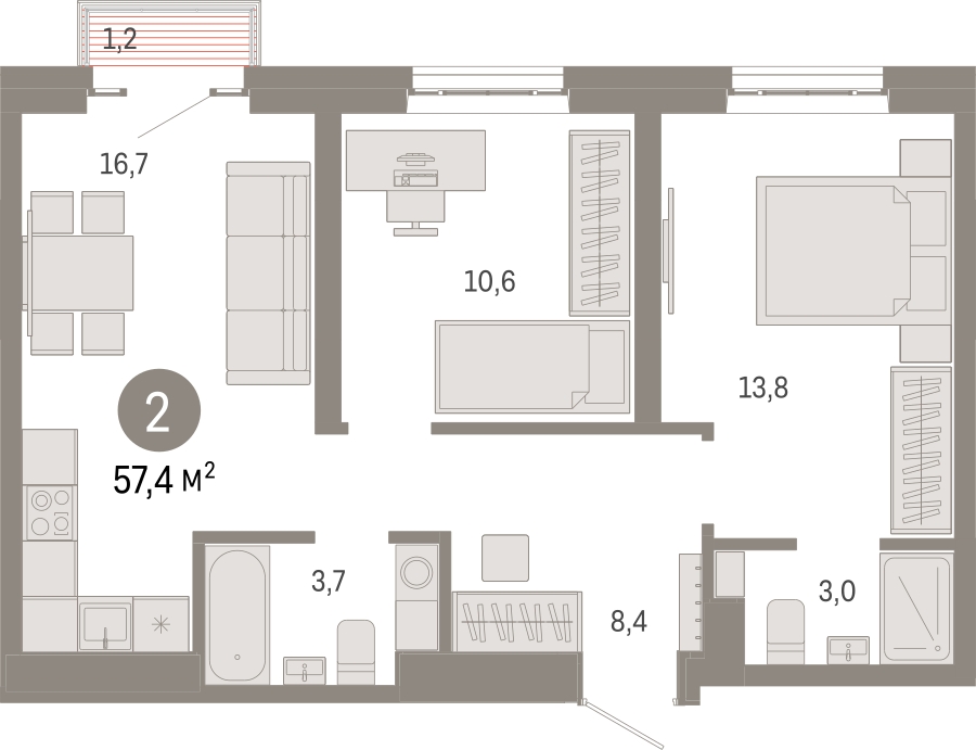 4-комнатная квартира в ЖК Преображенская площадь на 17 этаже в 3 секции. Сдача в 3 кв. 2024 г.