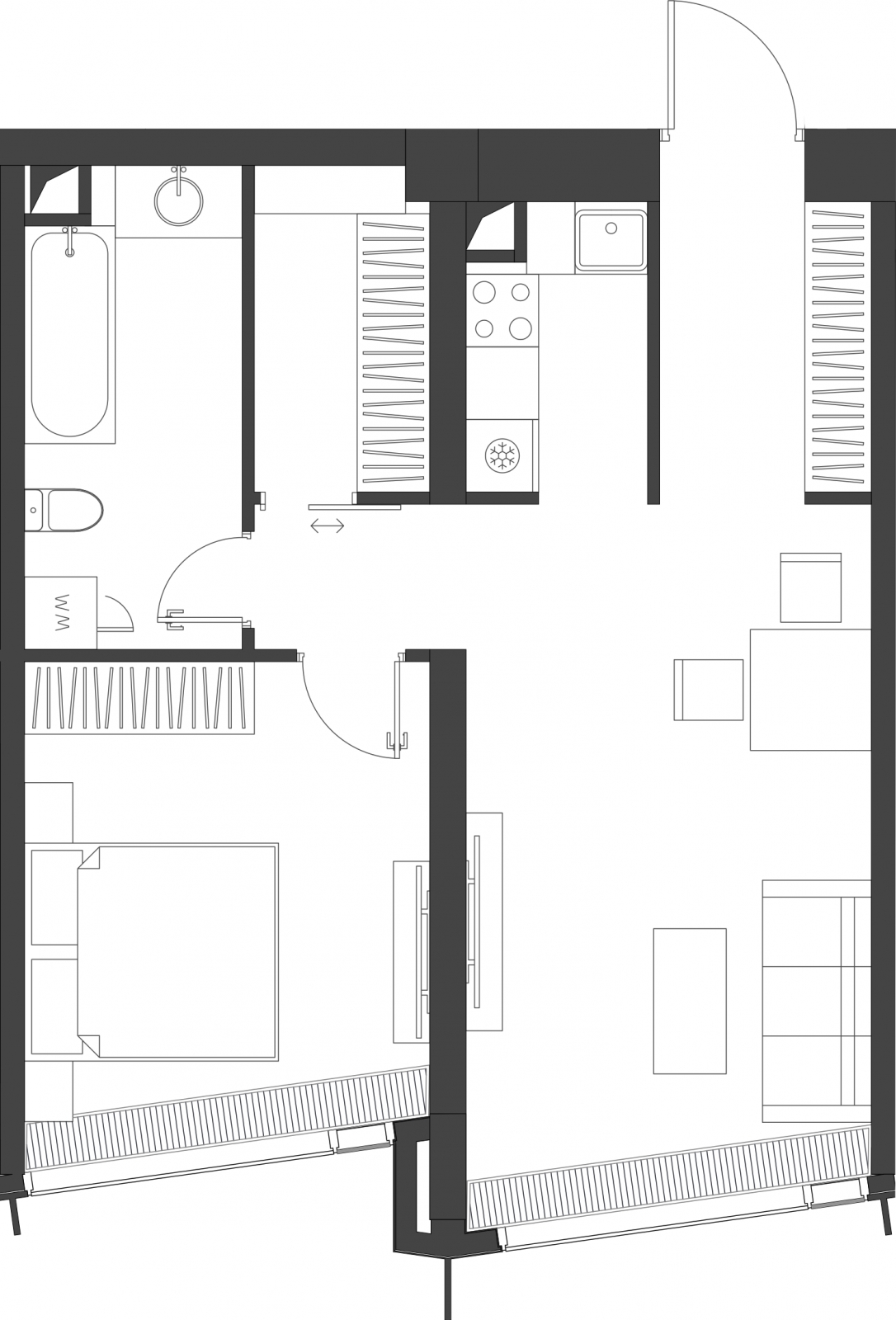2-комнатная квартира в ЖК Преображенская площадь на 12 этаже в 1 секции. Сдача в 2 кв. 2027 г.