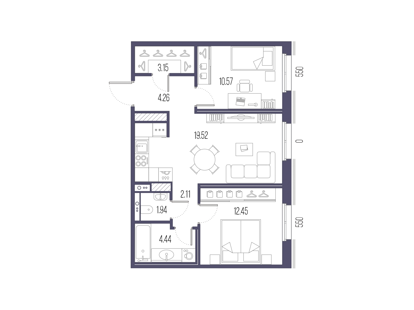2-комнатная квартира с отделкой в ЖК Деснаречье на 11 этаже в 5 секции. Сдача в 2 кв. 2026 г.