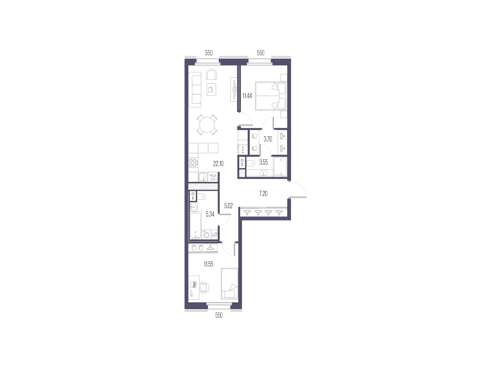 4-комнатная квартира с отделкой в ЖК Деснаречье на 13 этаже в 4 секции. Сдача в 2 кв. 2026 г.