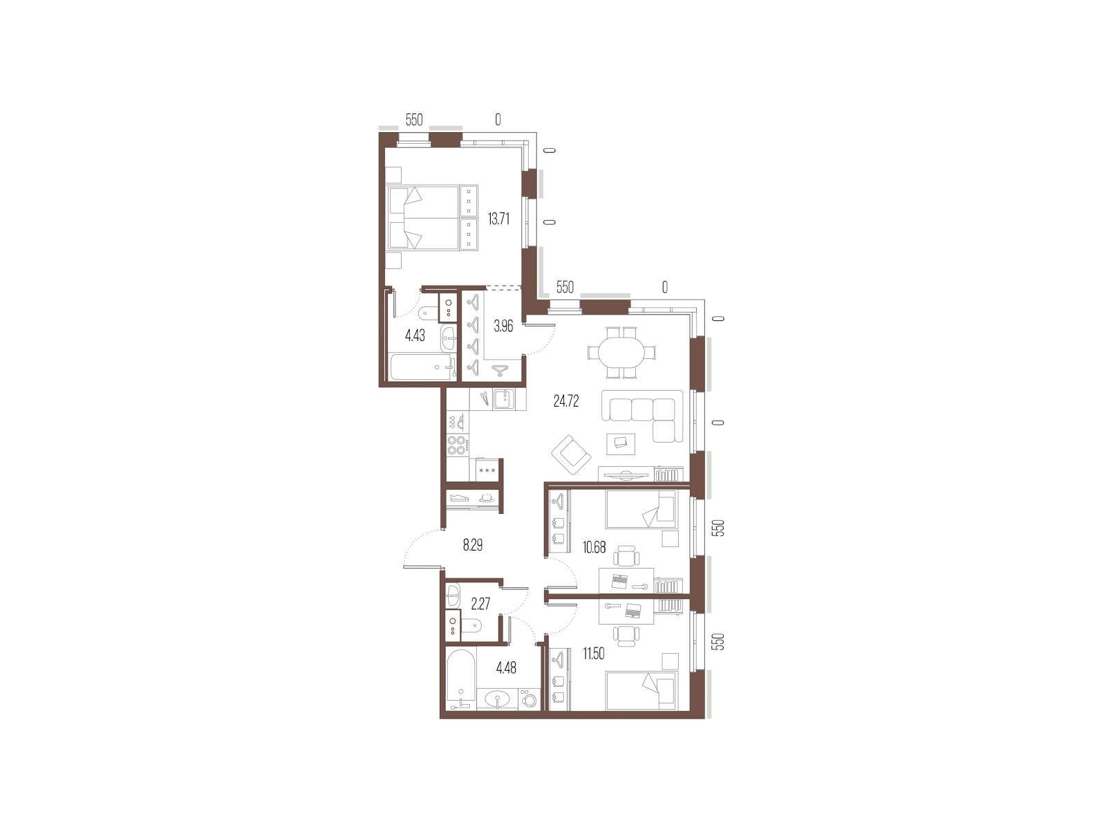 3-комнатная квартира с отделкой в ЖК Деснаречье на 13 этаже в 4 секции. Сдача в 2 кв. 2026 г.