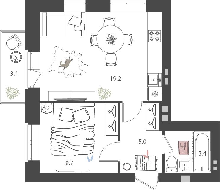 4-комнатная квартира в ЖК ERA на 2 этаже в 1 секции. Сдача в 3 кв. 2026 г.