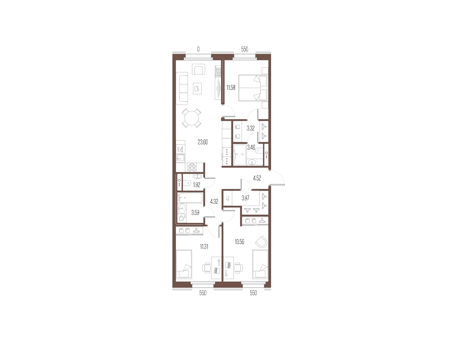 2-комнатная квартира с отделкой в ЖК Деснаречье на 13 этаже в 1 секции. Сдача в 2 кв. 2026 г.
