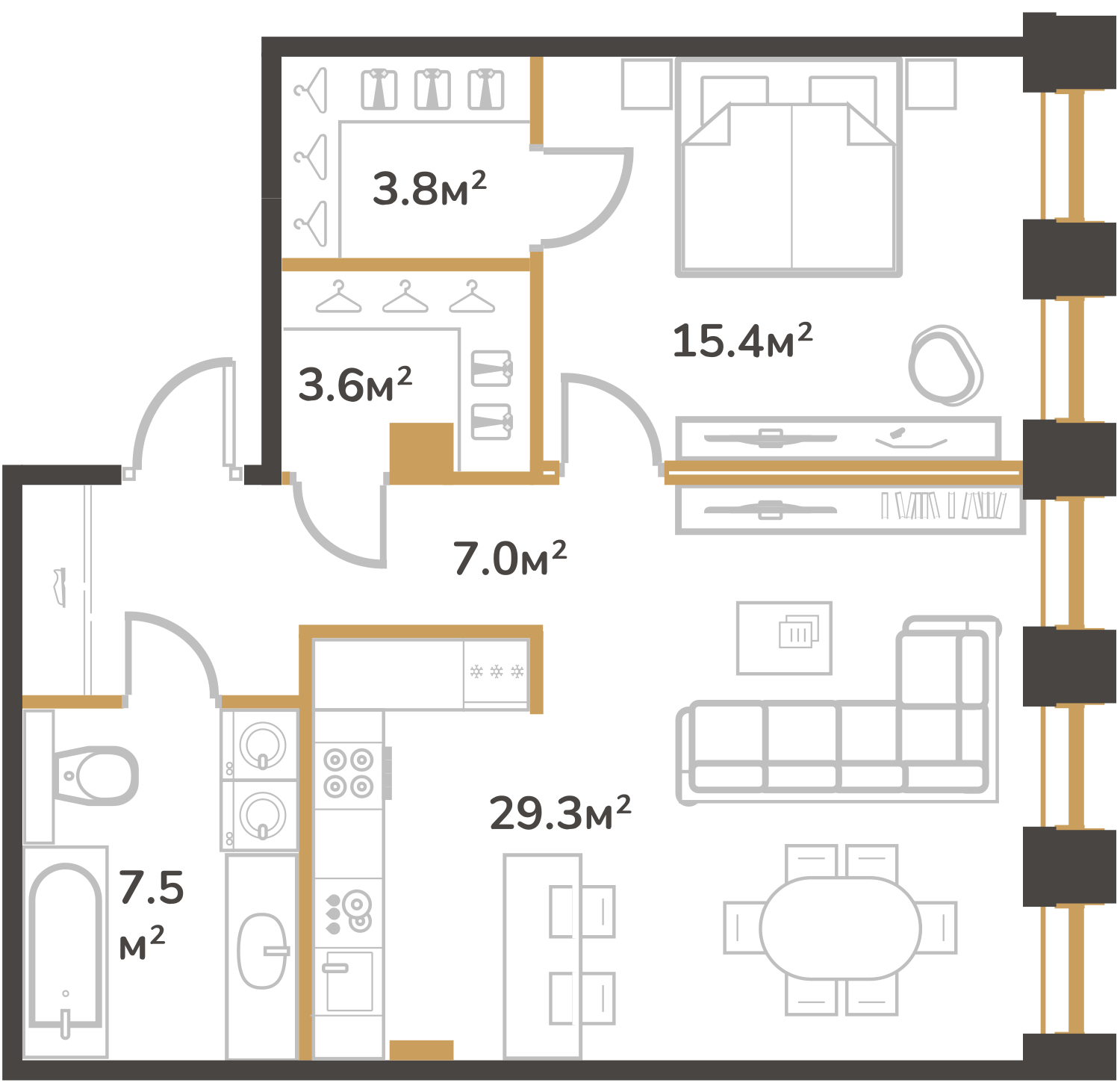 1-комнатная квартира в ЖК Преображенская площадь на 17 этаже в 2 секции. Сдача в 3 кв. 2024 г.