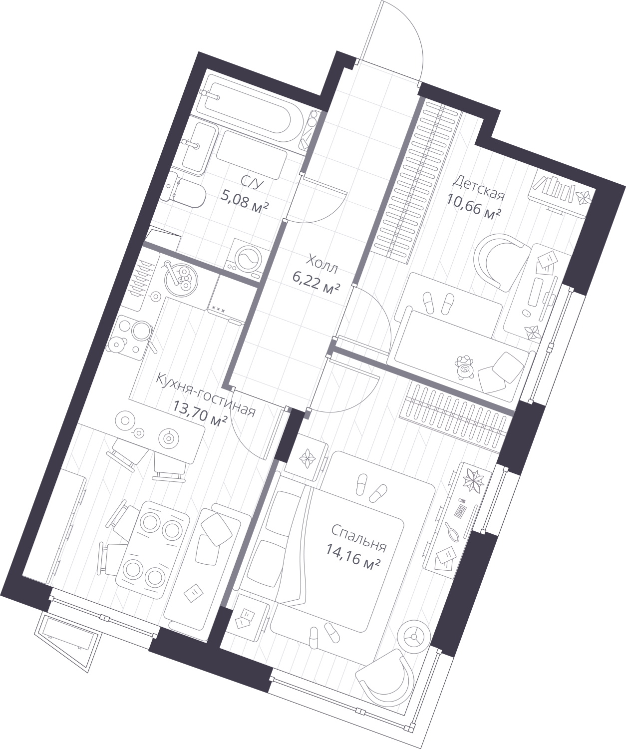 2-комнатная квартира с отделкой в ЖК Зарека на 2 этаже в 5 секции. Сдача в 3 кв. 2026 г.