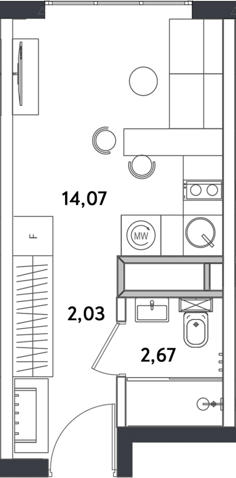 1-комнатная квартира (Студия) с отделкой в ЖК Деснаречье на 13 этаже в 4 секции. Сдача в 2 кв. 2026 г.