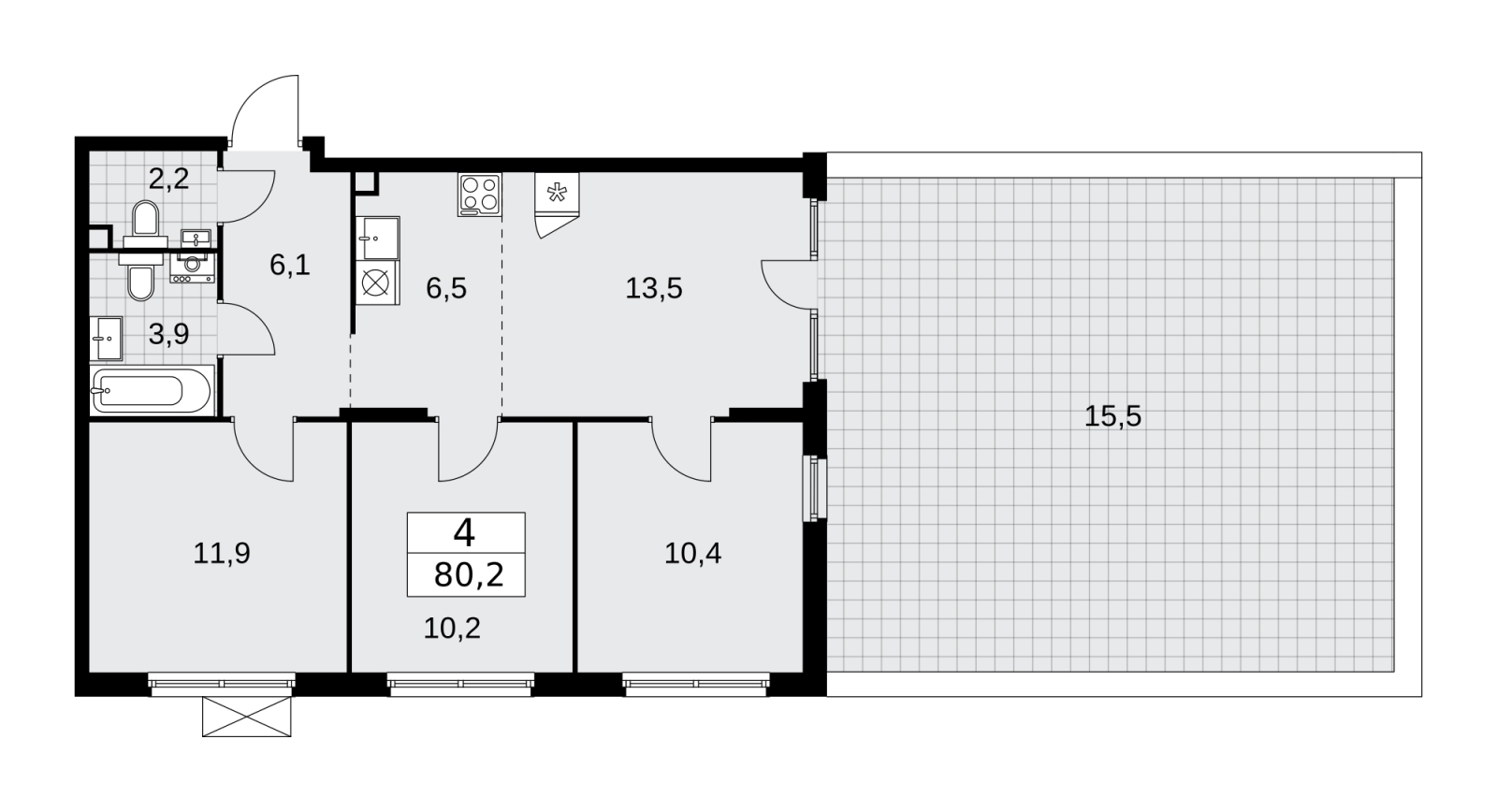 2-комнатная квартира с отделкой в ЖК ERA на 21 этаже в 1 секции. Сдача в 3 кв. 2026 г.