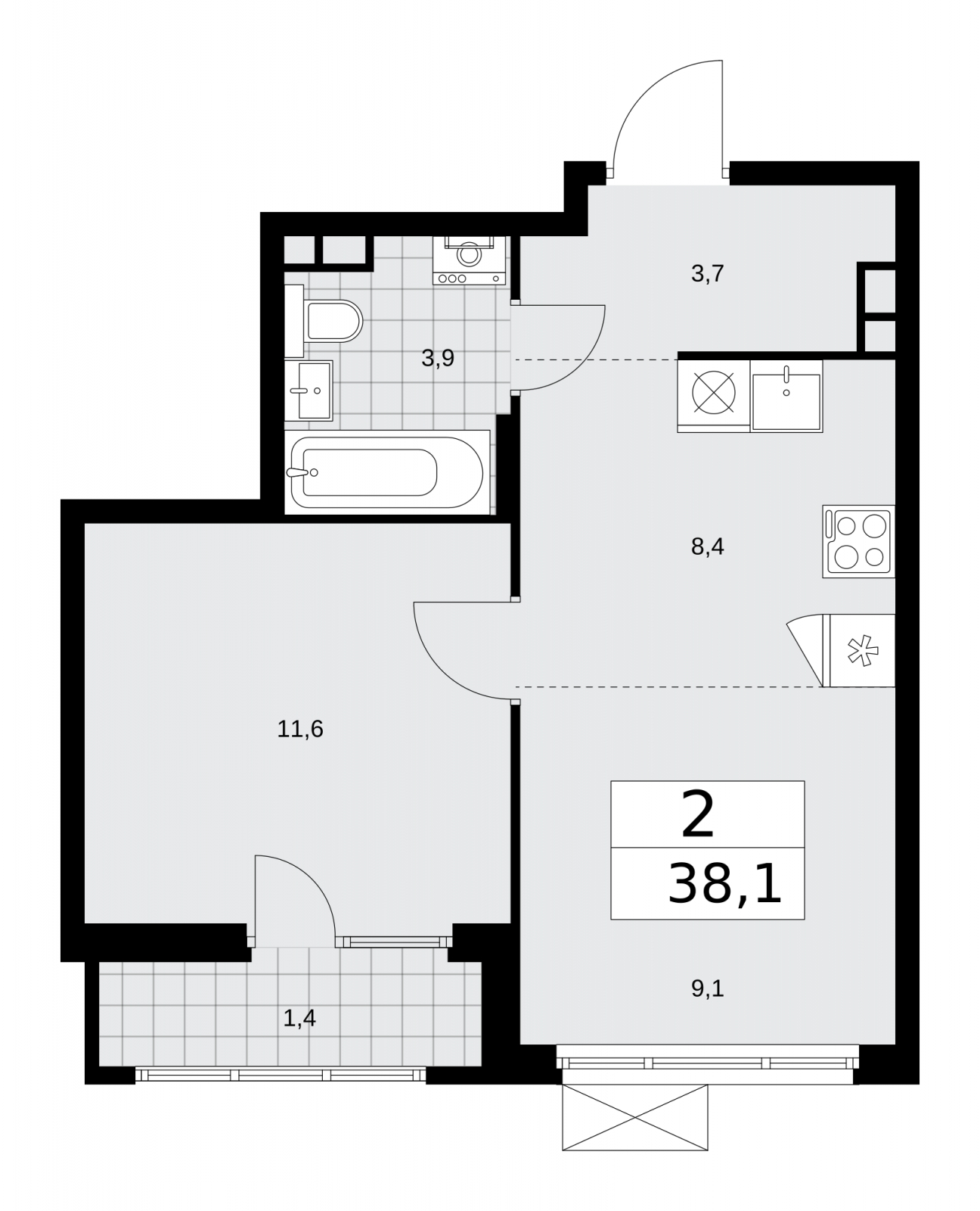 3-комнатная квартира в ЖК Преображенская площадь на 17 этаже в 2 секции. Сдача в 3 кв. 2024 г.