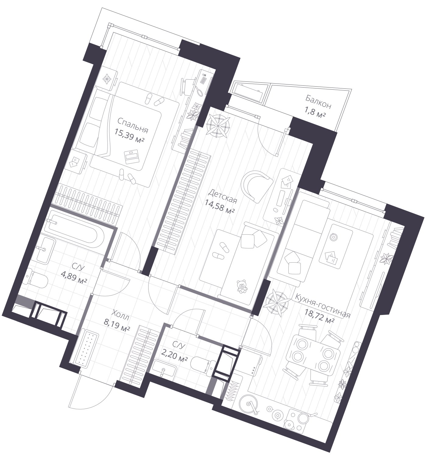 3-комнатная квартира с отделкой в ЖК Деснаречье на 4 этаже в 2 секции. Сдача в 2 кв. 2026 г.