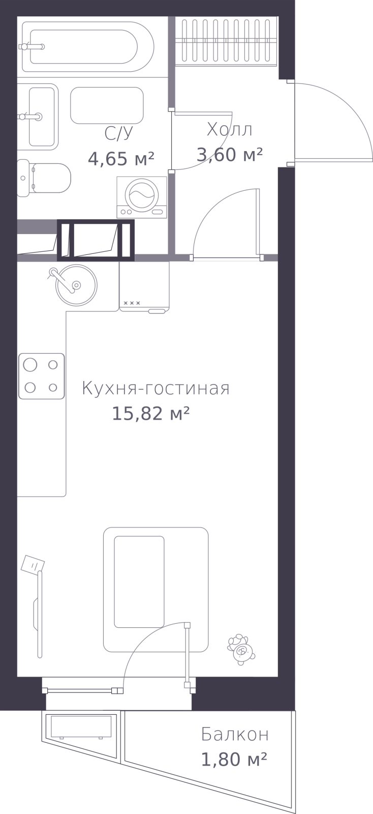 3-комнатная квартира в ЖК Преображенская площадь на 9 этаже в 1 секции. Сдача в 3 кв. 2025 г.