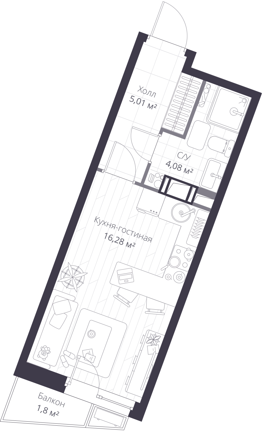 3-комнатная квартира с отделкой в ЖК Зарека на 5 этаже в 8 секции. Сдача в 3 кв. 2026 г.