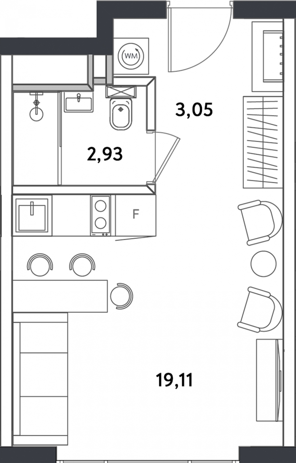 1-комнатная квартира (Студия) с отделкой в ЖК Деснаречье на 12 этаже в 2 секции. Сдача в 2 кв. 2026 г.