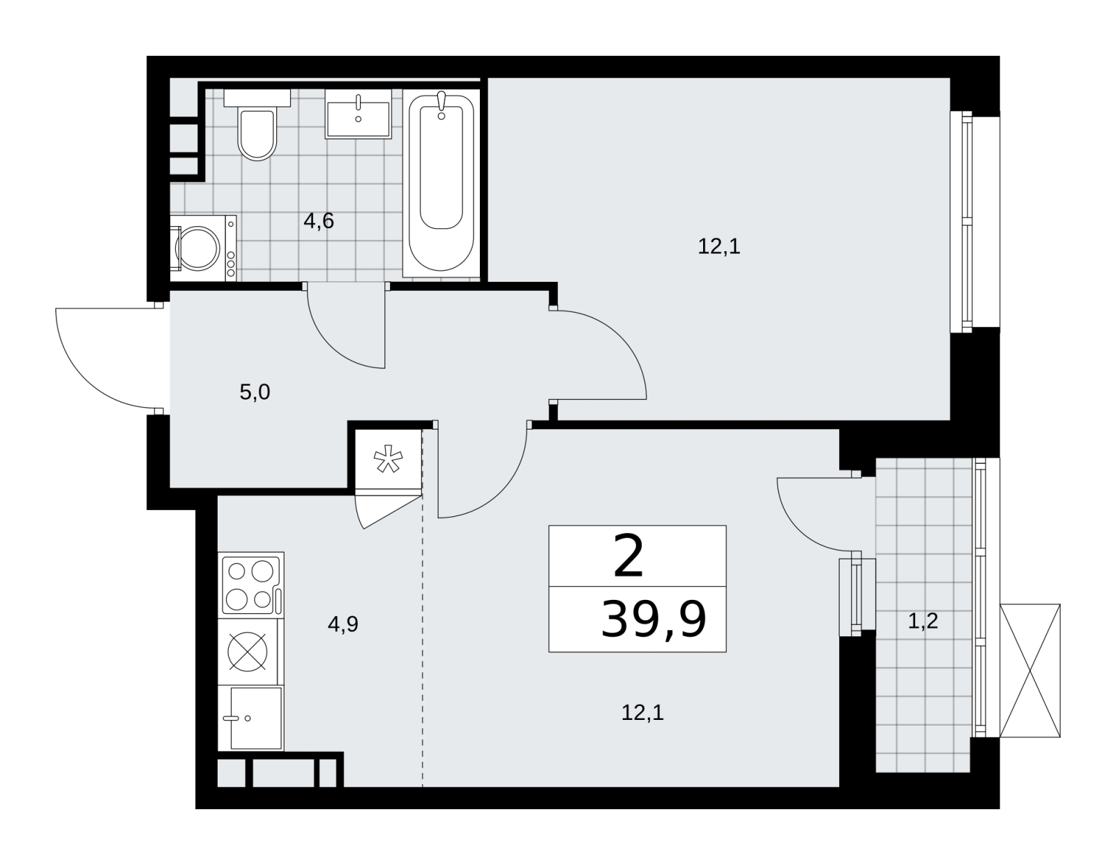 3-комнатная квартира в ЖК Скандинавия на 13 этаже в 3 секции. Сдача в 2 кв. 2026 г.