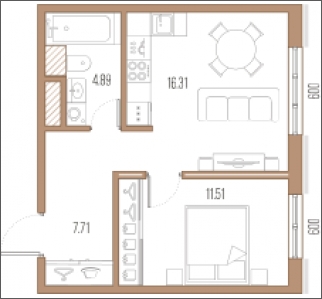 2-комнатная квартира с отделкой в ЖК ERA на 6 этаже в 1 секции. Сдача в 3 кв. 2026 г.