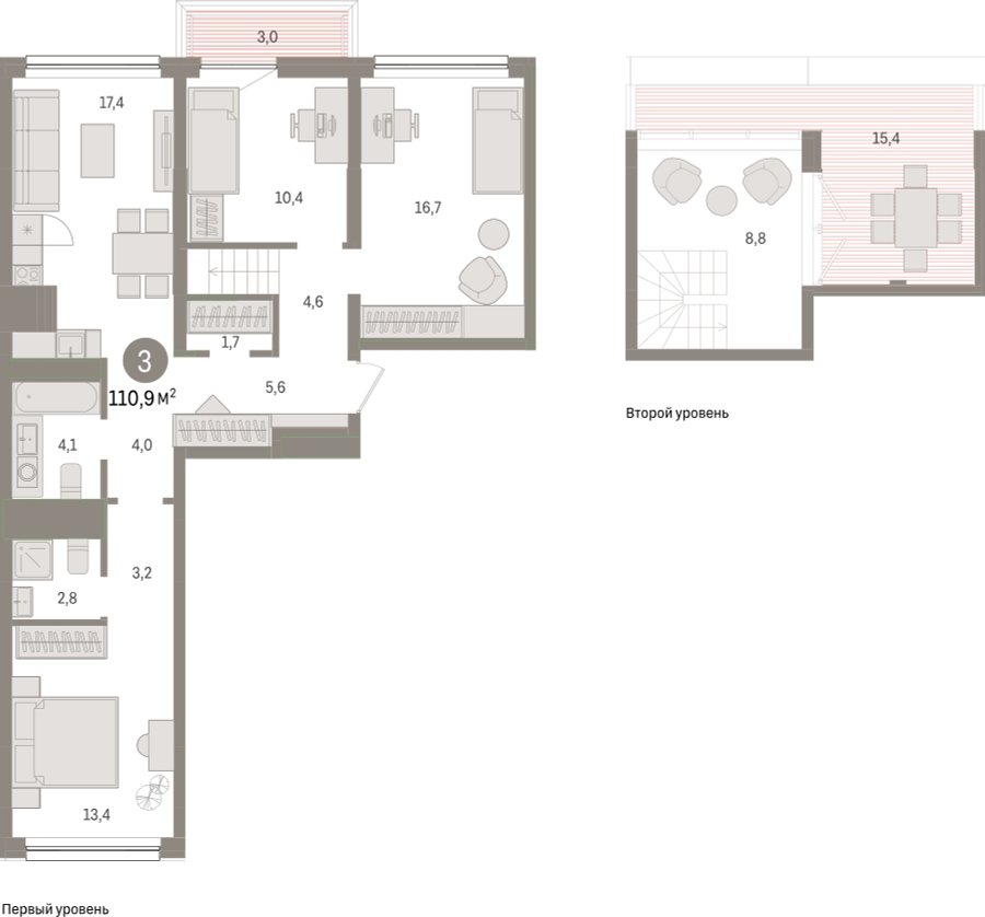 1-комнатная квартира в ЖК Преображенская площадь на 8 этаже в 2 секции. Сдача в 2 кв. 2027 г.