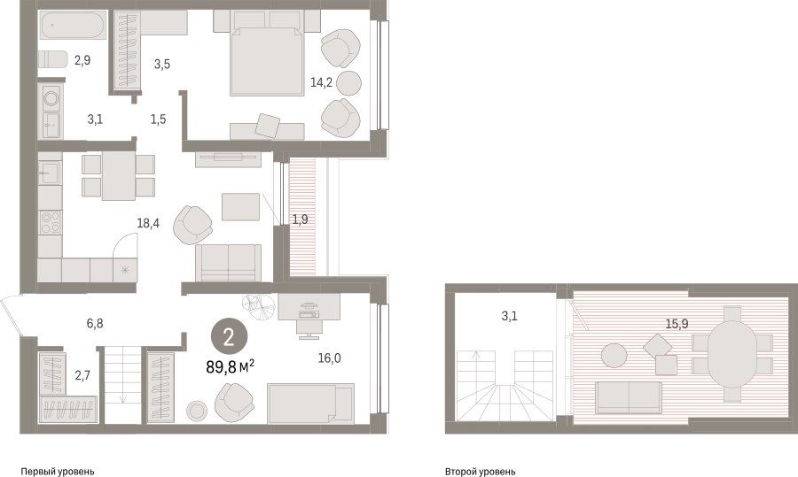 2-комнатная квартира с отделкой в Veren Nort Сертолово на 4 этаже в 1 секции. Сдача в 1 кв. 2027 г.