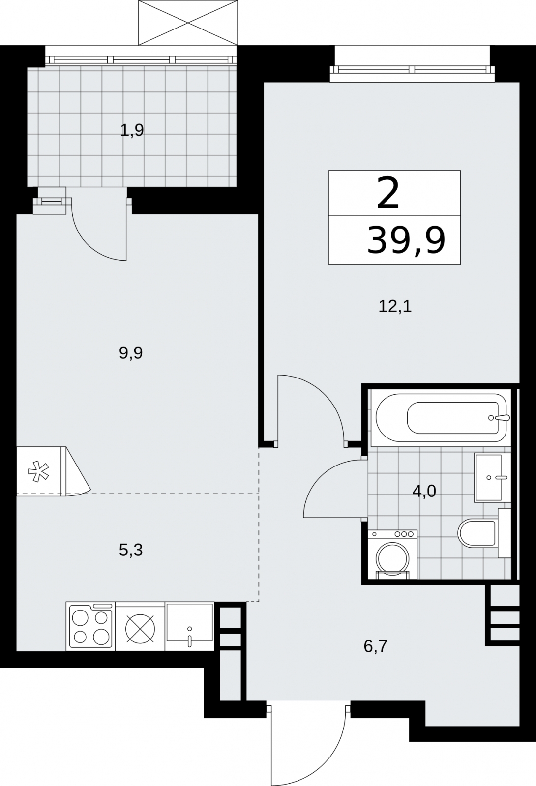 2-комнатная квартира с отделкой в ЖК Флотилия на 12 этаже в 1 секции. Дом сдан.