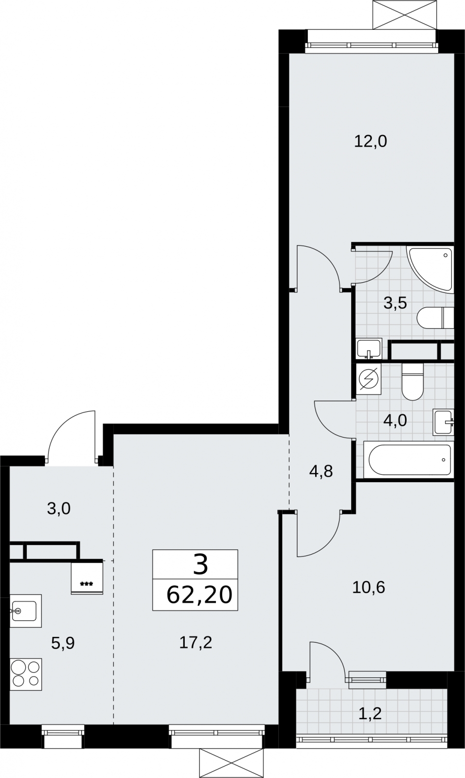 2-комнатная квартира с отделкой в ЖК Зарека на 1 этаже в 7 секции. Сдача в 3 кв. 2026 г.