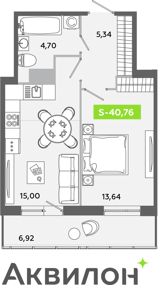 1-комнатная квартира в ЖК Спектр на 4 этаже в 3 секции. Сдача в 1 кв. 2025 г.