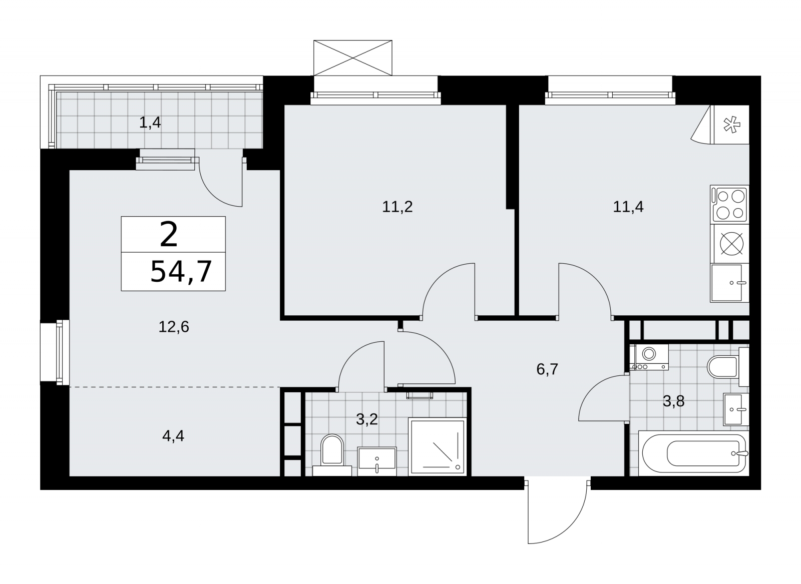 3-комнатная квартира в ЖК Скандинавия на 16 этаже в 3 секции. Сдача в 2 кв. 2026 г.