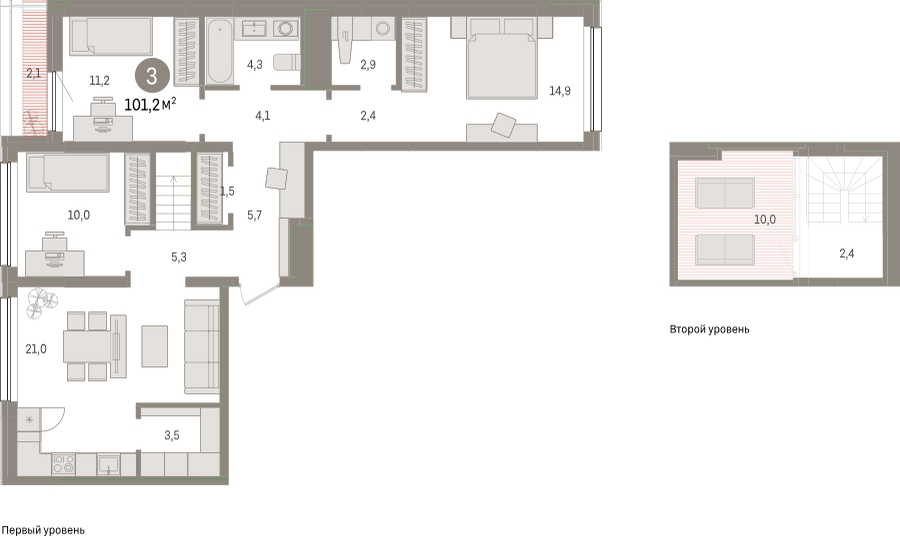 4-комнатная квартира с отделкой в ЖК Деснаречье на 8 этаже в 1 секции. Сдача в 2 кв. 2026 г.