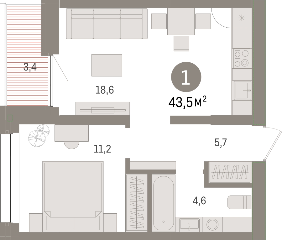 3-комнатная квартира с отделкой в ЖК Зарека на 6 этаже в 5 секции. Сдача в 3 кв. 2026 г.