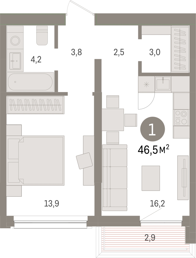 2-комнатная квартира с отделкой в ЖК Новые Ватутинки. Заречный на 10 этаже в 7 секции. Сдача в 1 кв. 2025 г.