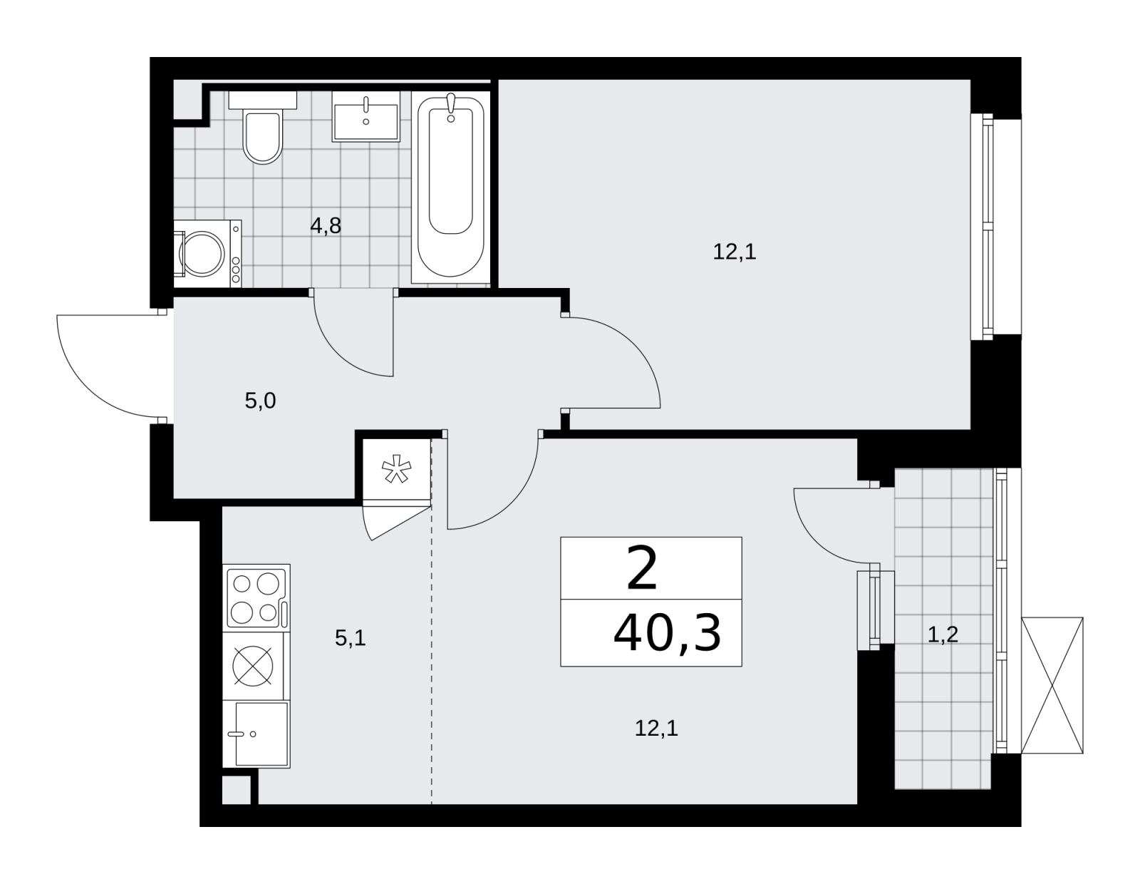 1-комнатная квартира (Студия) с отделкой в ЖК Скандинавия на 7 этаже в 1 секции. Сдача в 2 кв. 2026 г.