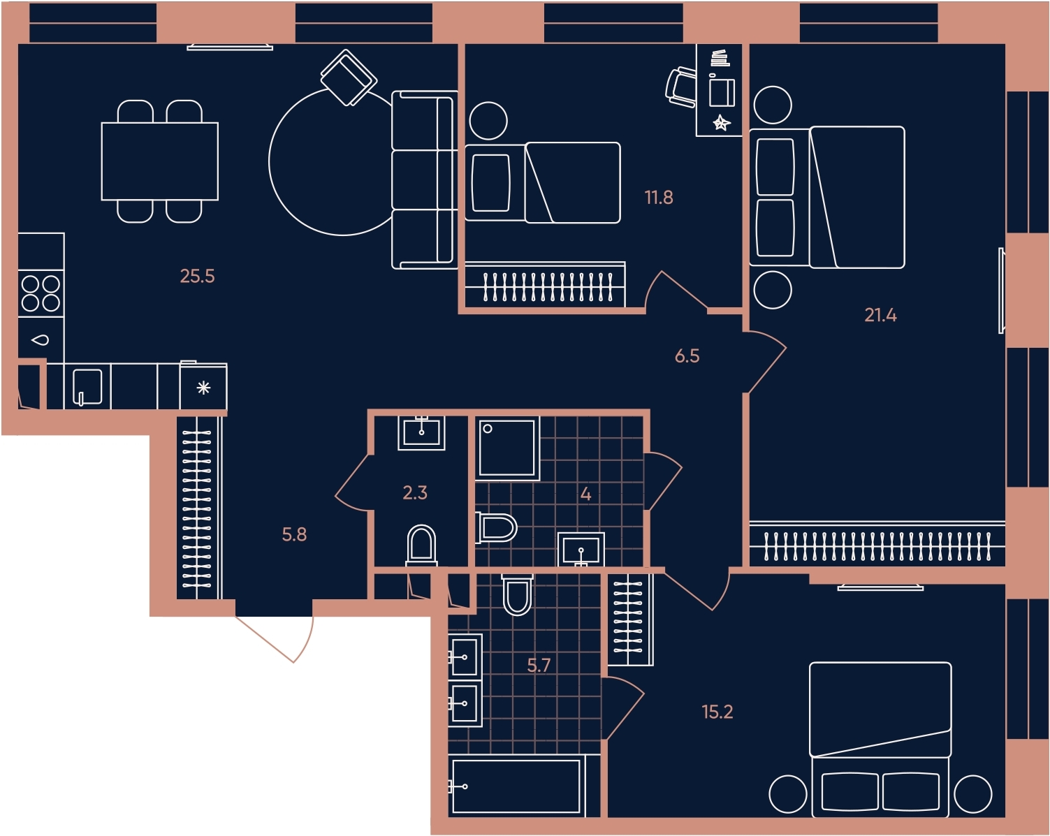 1-комнатная квартира (Студия) с отделкой в ЖК Новые Ватутинки. Заречный на 7 этаже в 2 секции. Сдача в 1 кв. 2025 г.