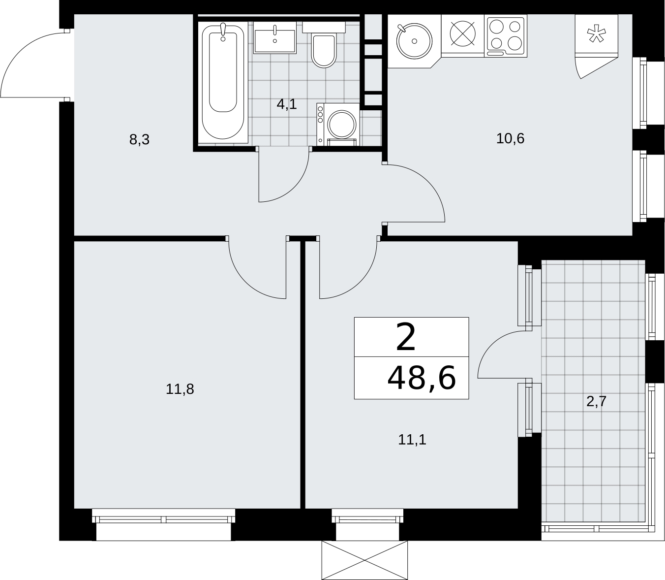 2-комнатная квартира с отделкой в ЖК Флотилия на 21 этаже в 1 секции. Дом сдан.