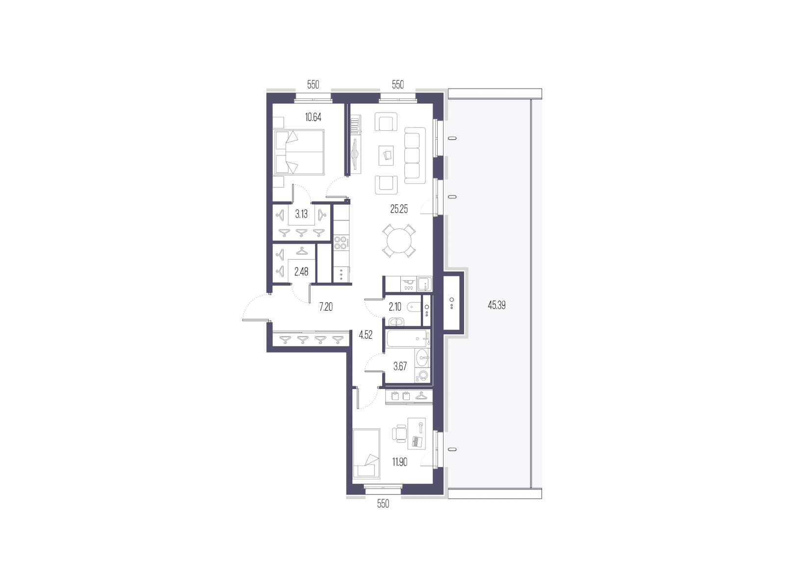 2-комнатная квартира в ЖК Преображенская площадь на 9 этаже в 2 секции. Сдача в 3 кв. 2025 г.