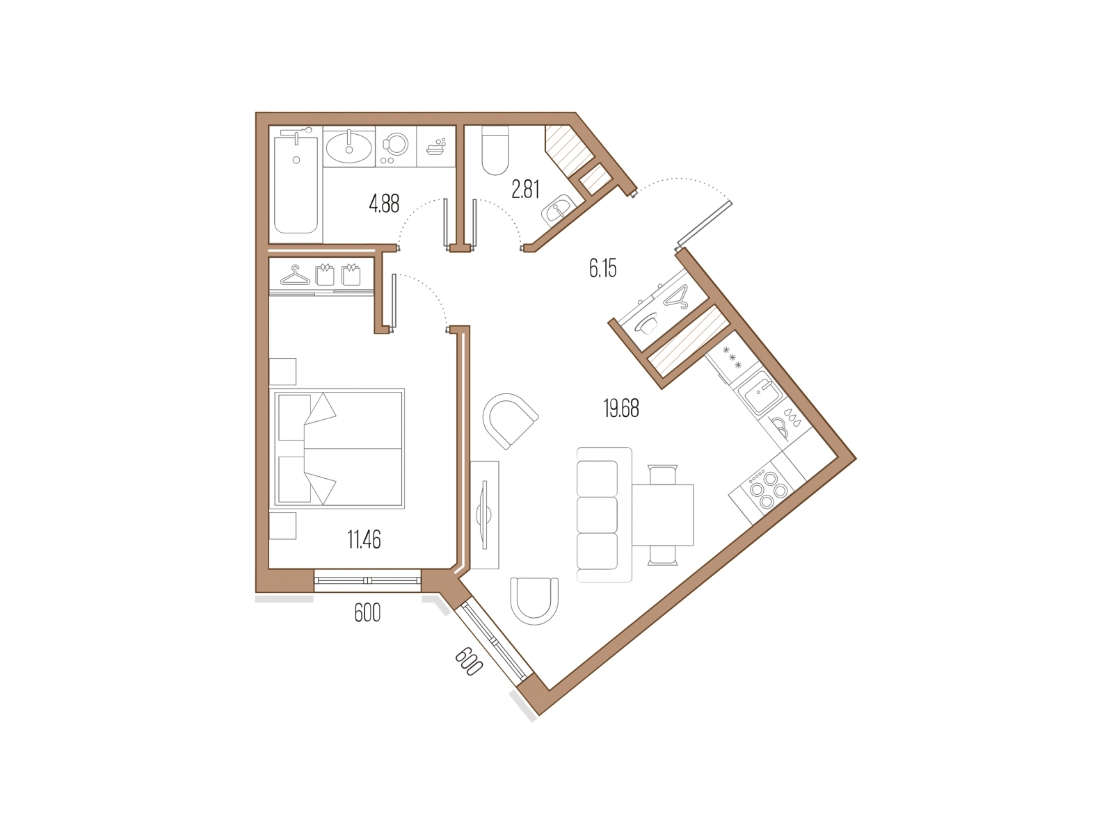 1-комнатная квартира с отделкой в ЖК Черная Речка, 41 на 7 этаже в 1 секции. Сдача в 2 кв. 2025 г.